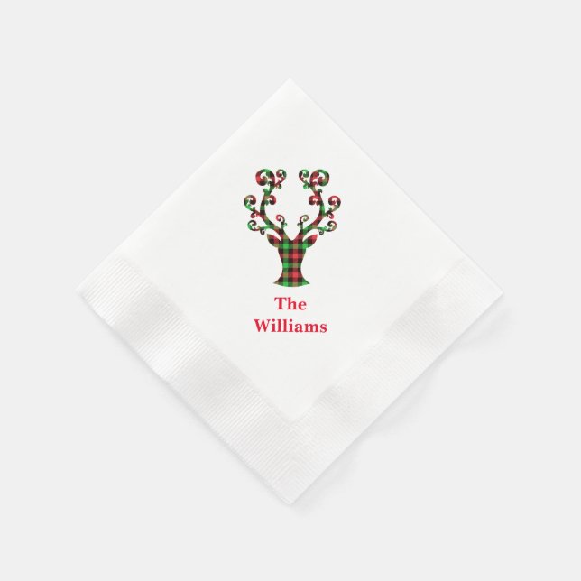 Holiday Paper Napkins-Plaid Deer Napkin (Corner)