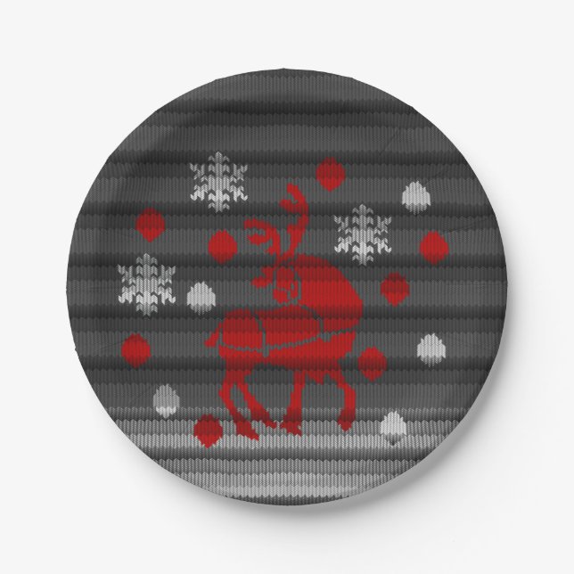Holiday Paper Plates Festive Reindeer Party Plates (Front)