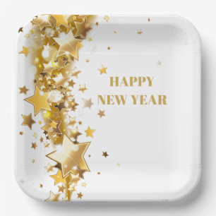 Holiday Paper Plates Gold Stars