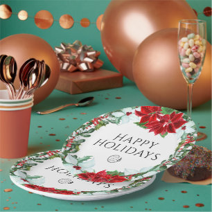 Holiday Party Add Logo Corporate Christmas Party Paper Plate
