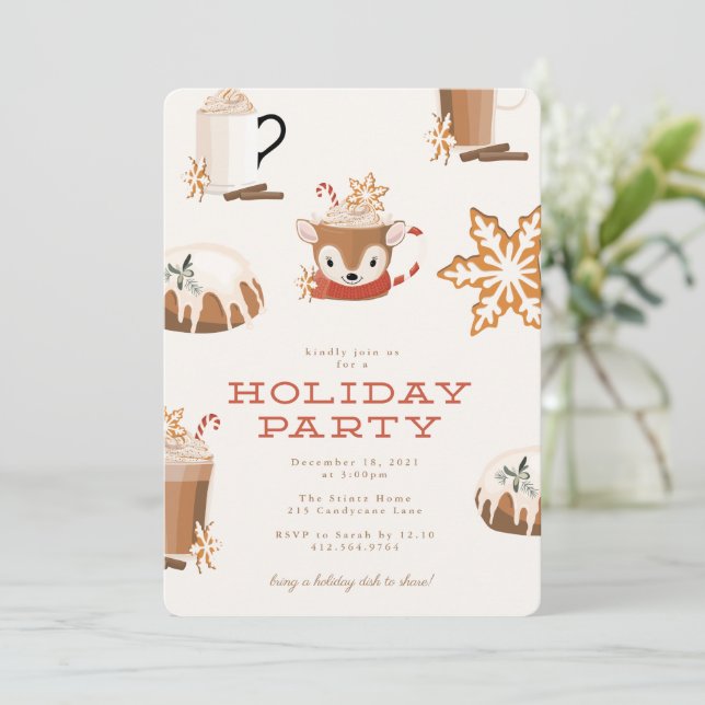 Holiday Party Christmas Treats and Cookies Invitation (Standing Front)