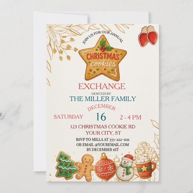 Holiday Party Cookies Exchange  Invitation (Front)