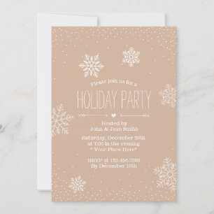 Holiday Party Elegant Confetti Dots & Snowflakes Invitation
