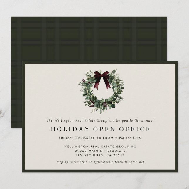 Holiday Party Festive Corporate Business Christmas Invitation (Front/Back)