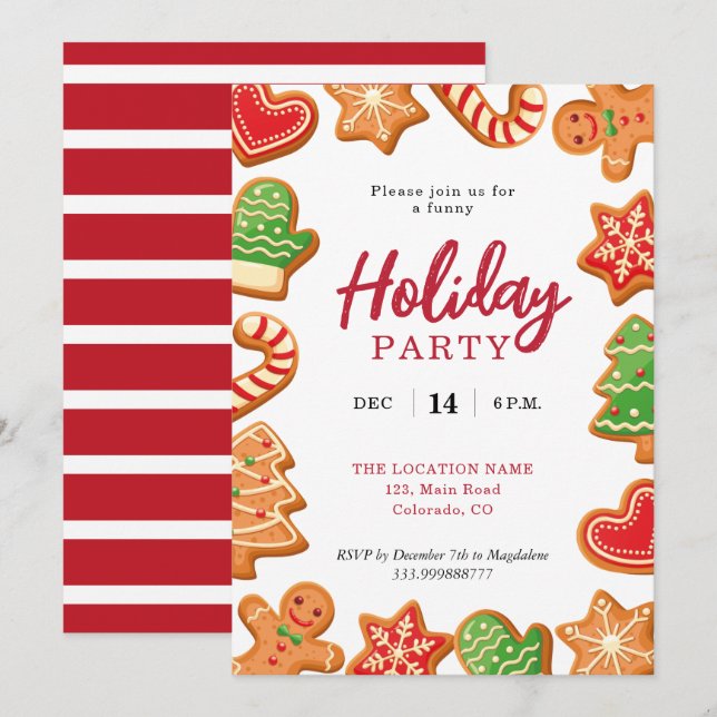 Holiday Party Gingerbread Cookie invitation (Front/Back)