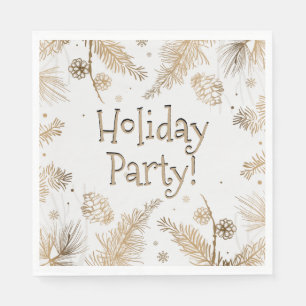 Holiday Party, Gold Pine Combs, Dinner  Napkin
