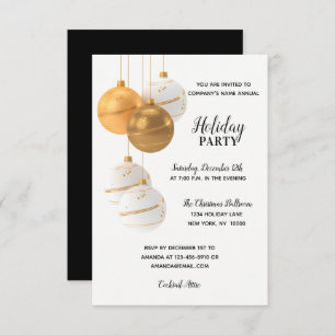 HOLIDAY PARTY GOLD White Corporate Office Company Invitation