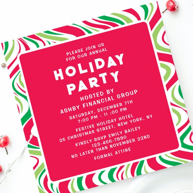 Holiday Party Groovy Corporate Christmas Party Invitation (Creator Uploaded)