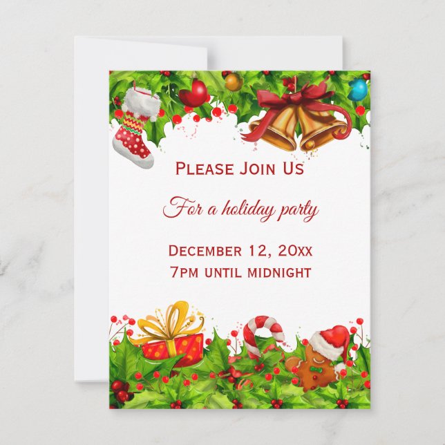Holiday Party Invitation Business or Personal (Front)