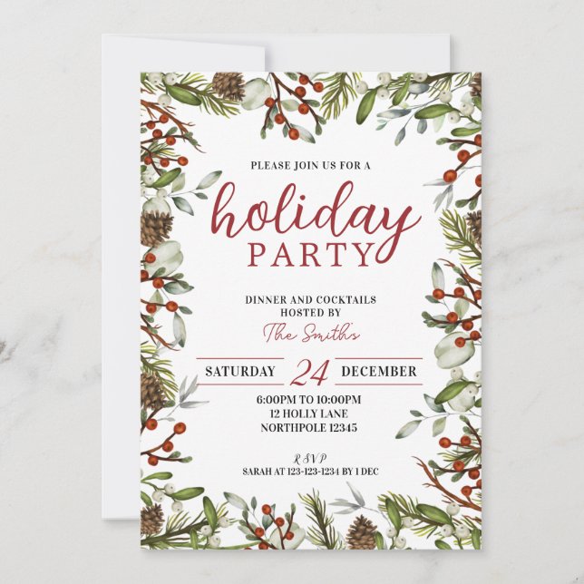 Holiday Party Invitation, Dinner and Cocktails Invitation (Front)