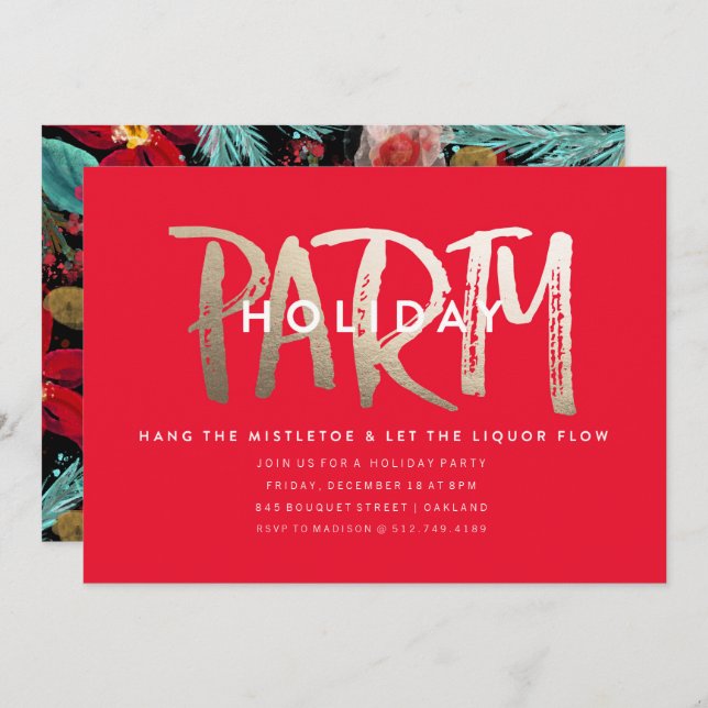 HOLIDAY PARTY INVITATION // GOLD FOIL (Front/Back)