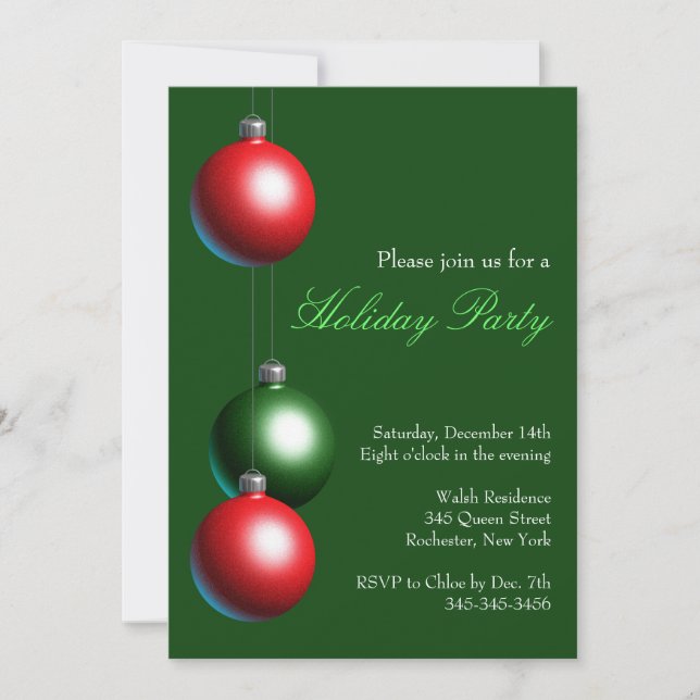 Holiday Party Invitation on Evergreen (Front)