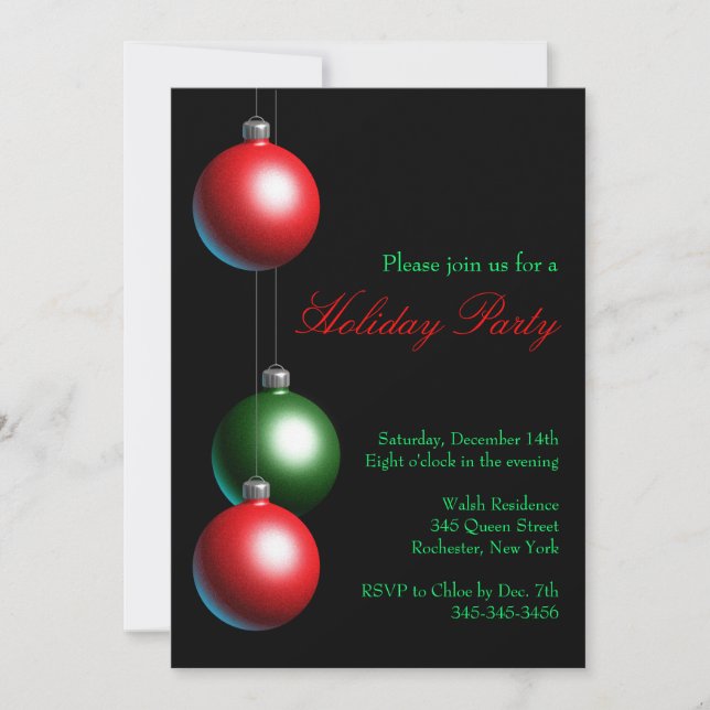 Holiday Party Invitation on Midnight Black (Front)