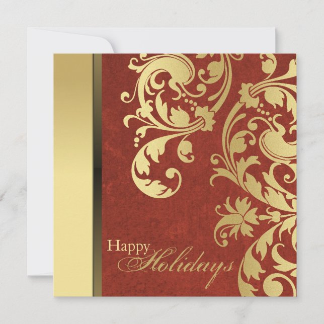Holiday Party Invitation - Red & Green Swirls (Front)