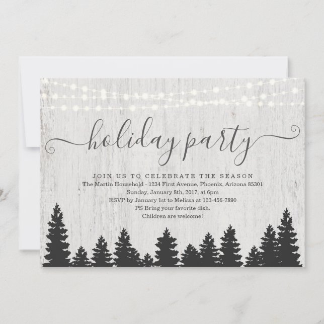 Holiday Party Invitation | Rustic Winter (Front)