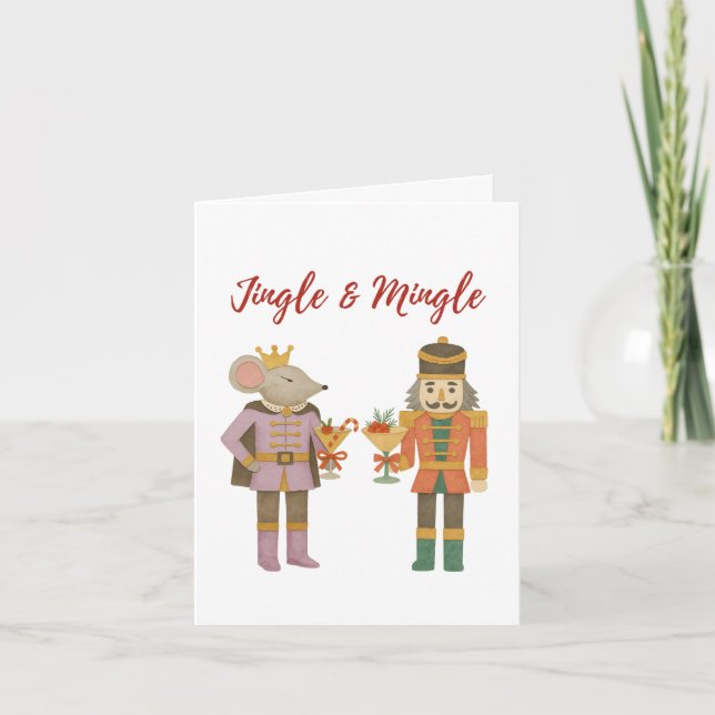 Holiday Party Jingle and Mingle Nutcracker  Card (Front)