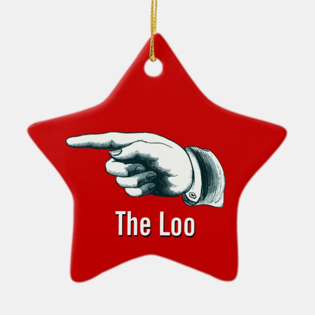 Holiday Party Loo Direction Ceramic Tree Decoration (Front)