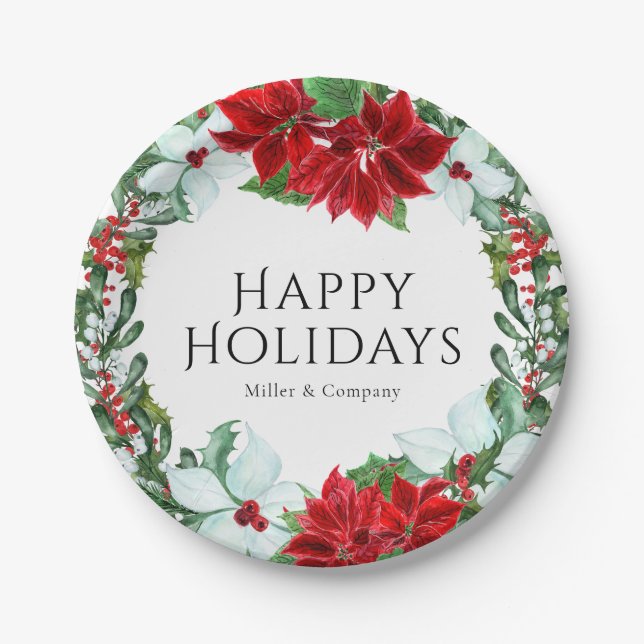 Holiday Party Modern Corporate Christmas Party Paper Plate (Front)