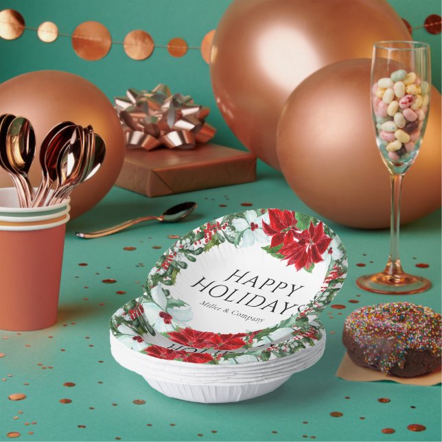 Holiday Party Modern Corporate Christmas Party Paper Plate (Multi)
