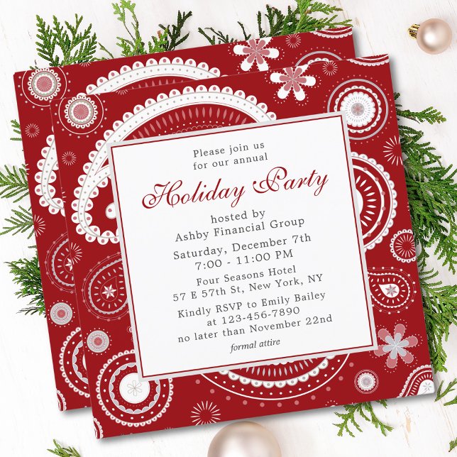 Holiday Party Modern Red Corporate Christmas Party Invitation (Creator Uploaded)