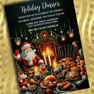 Holiday Party Pastel Drawing Santa Invitation