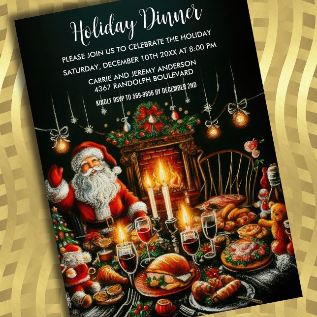 Holiday Party Pastel Drawing Santa Invitation (Creator Uploaded)