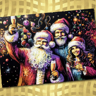 Holiday Party Pastel Drawing Santa Invitation