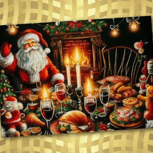 Holiday Party Pastel Drawing Santa Invitation