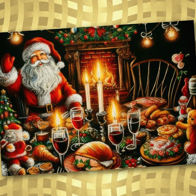 Holiday Party Pastel Drawing Santa Invitation (Creator Uploaded)