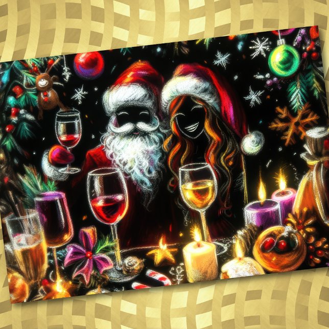 Holiday Party Pastel Drawing Santa Invitation (Creator Uploaded)
