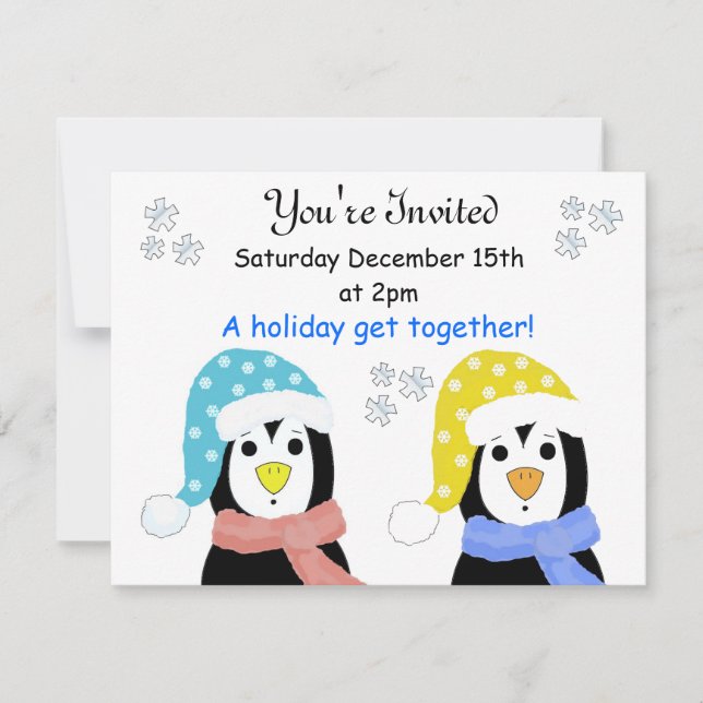 Holiday Party Penguin Invitations (Front)