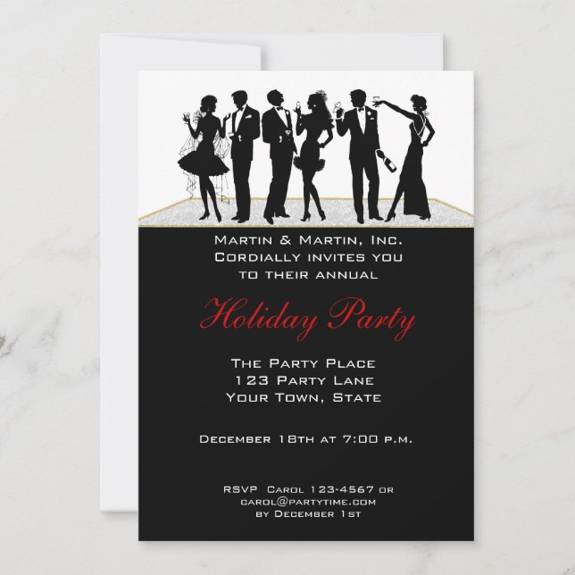 Holiday Party, People Silhouette Invitation (Front)