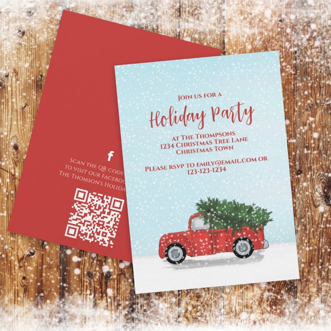Holiday Party Retro Red Truck Custom Invitation (Creator Uploaded)