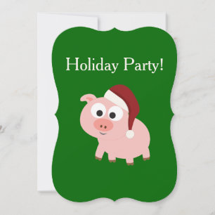 Holiday Party! Santa Pig Invitation