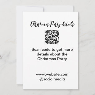 Holiday party Scan QR code details website social  Card