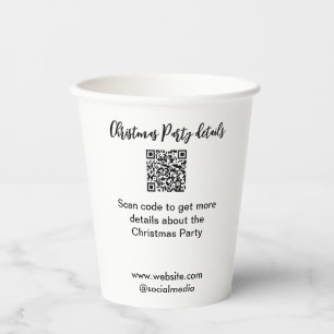 Holiday party Scan QR code details website social  Paper Cups