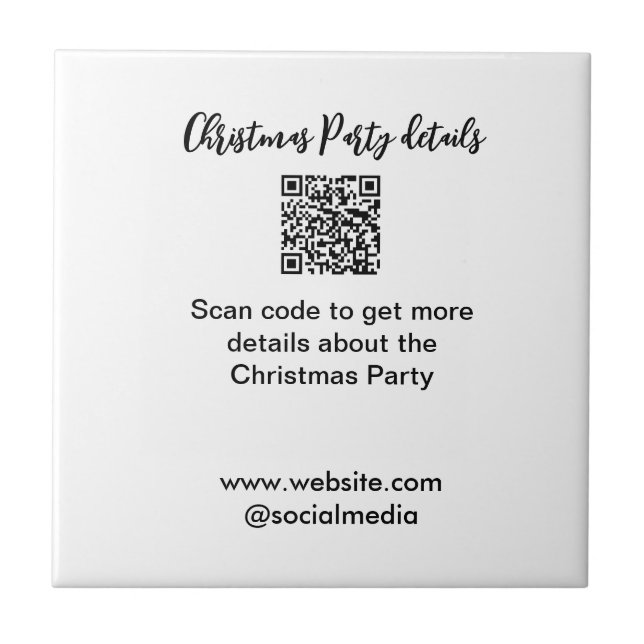 Holiday party Scan QR code details website social  Tile (Front)