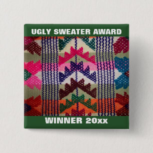 Holiday Party Ugly Sweater Contest Winner Award 15 Cm Square Badge