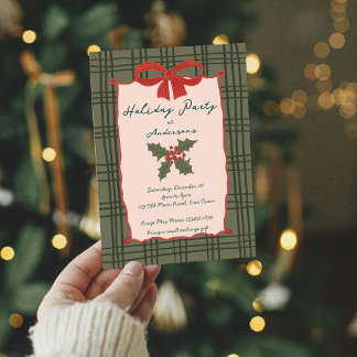 Holiday party vintage retro stripes christmas invitation