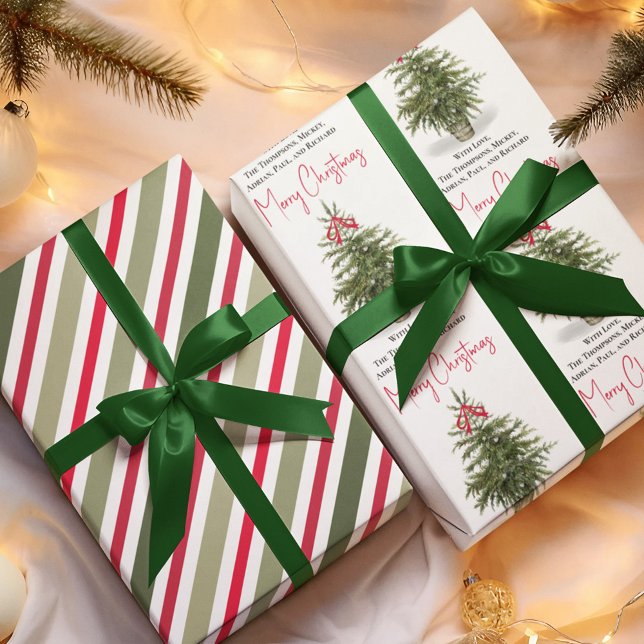 Holiday Party Watercolor Christmas Tree Party Wrapping Paper Sheet (Whimsical Merry Christmas holiday custom wrapping paper. )