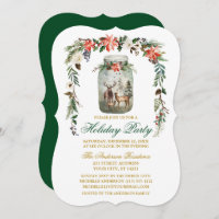 Holiday Party Watercolor Winter Floral Mason Jar