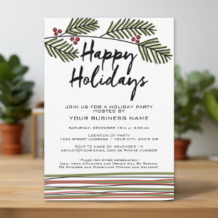 Holiday Party Whimsical Pine Tree Branches Invitation
