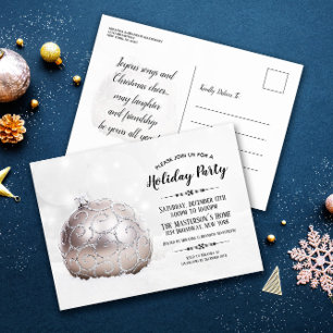 Holiday party white winter wonderland invitation postcard