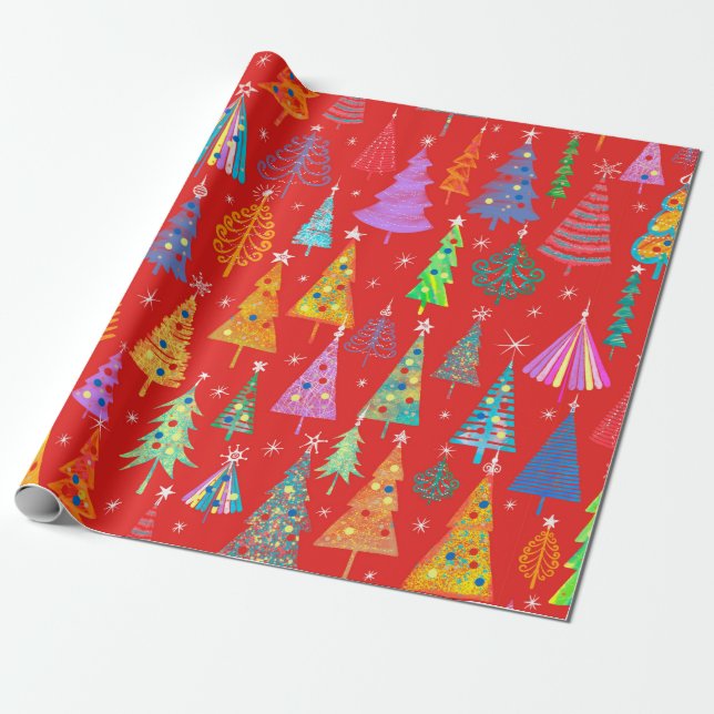 Holiday pattern, Christmas decoration. Forest on a Wrapping Paper (Unrolled)