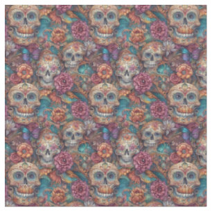 Holiday Pattern - Sugar Skulls and Butterflies Fabric