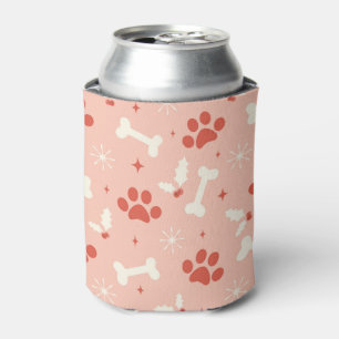 Holiday Paws & Bones Christmas Pattern Can Cooler