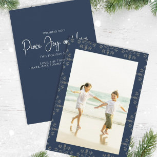 Holiday Peace Joy Love Elegant Snowflakes 1 Photo Card