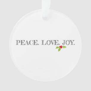 Holiday Peace Love Joy Mistletoe Christmas Holly Ornament