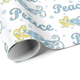Holiday Peace Mermaid Wrapping Paper