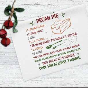Holiday Pecan Pie Recipe Christmas Tea Towel